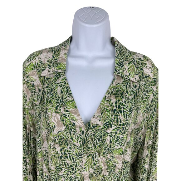 Cabi Green Tropical Print Faux Wrap Dress Women's Size M - Picture 2 of 12